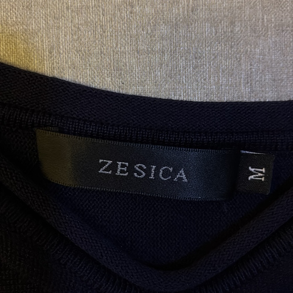 ZESICA Women's Loose Oversized Chunky Navy Blue Sweater Crop - Picture 3 of 4